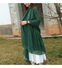 Female bib Korean wild long shawl wild green silk scarf