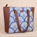 Floral Blue Pottery Side Tote Bag