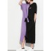 Style purple black cotton clothes plus size Shirts o neck patchwork Kaftan Summer Dress