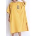 Women yellow cotton dress plus size Fabrics o neck side open Art Summer Dresses