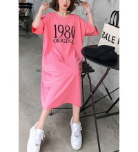 Handmade o neck Half sleeve cotton clothes For Women 2019 Outfits rose print long Dress Summer