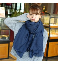 Large size navy scarf women's bib Korean style wild long shawl